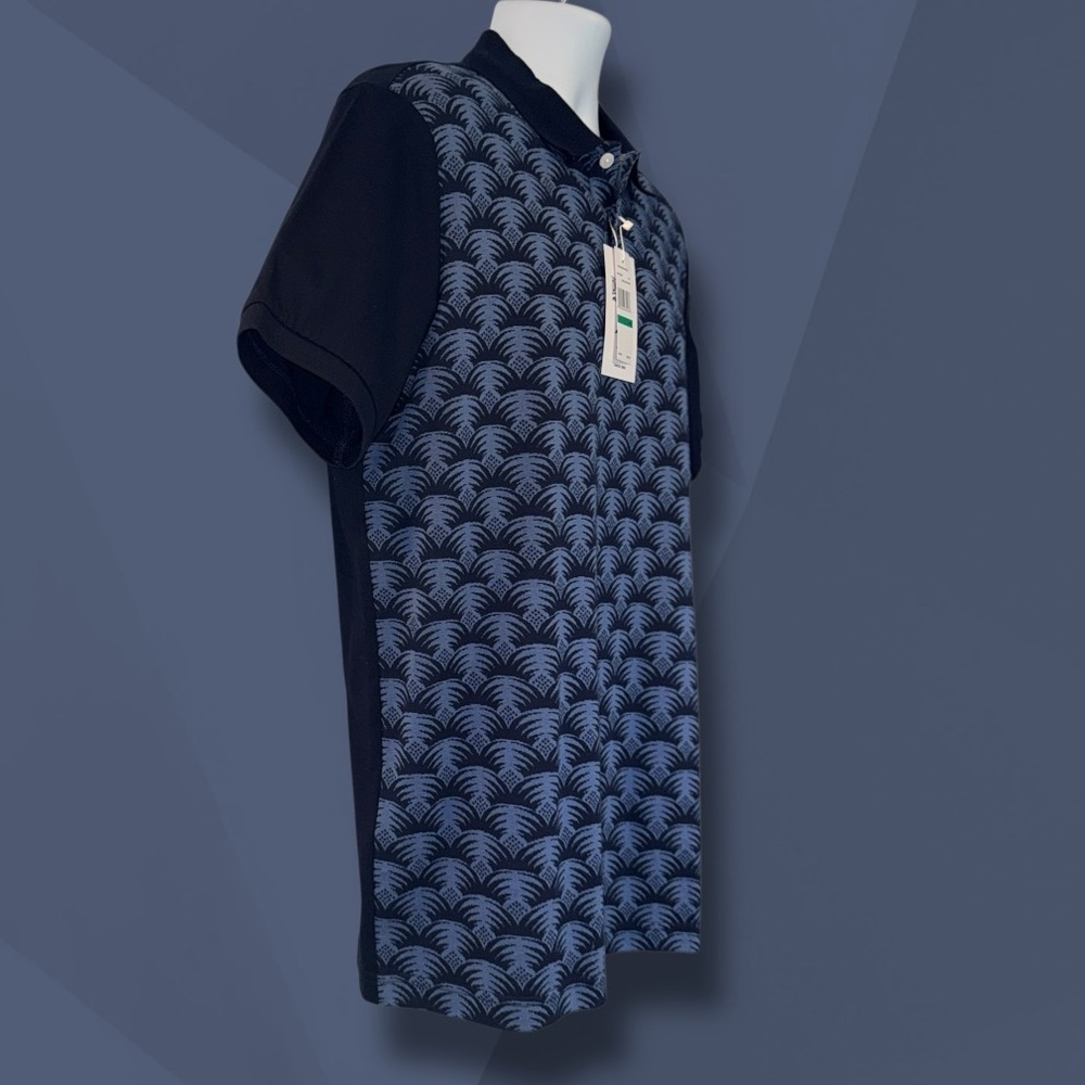Original Penguin Palm Print Polo Shirt Men’s Large - NWT Dark Sapphire Blue - Picture 6 of 10